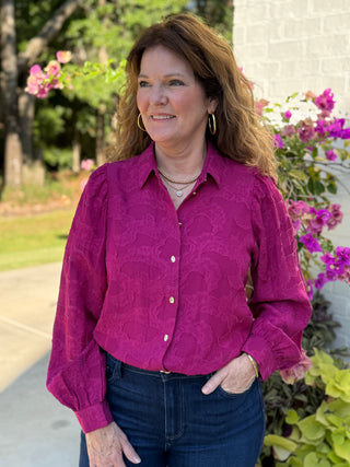 FLOWER BLOUSE, MAROON