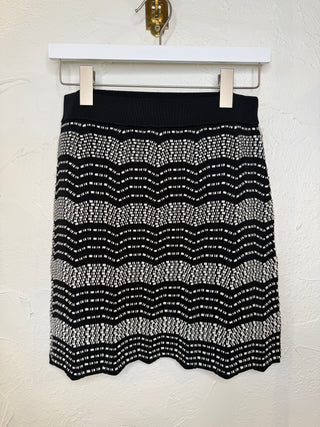 CRESTE KNIT SKIRT, BLACK/IVORY