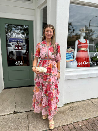 WISTERIA TIERED MAXI, PINK
