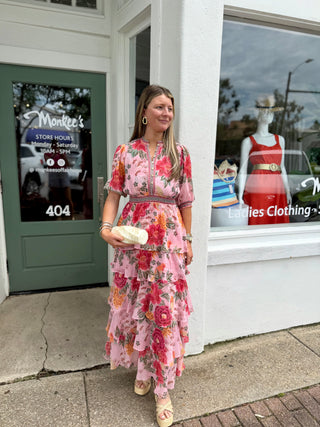 WISTERIA TIERED MAXI, PINK