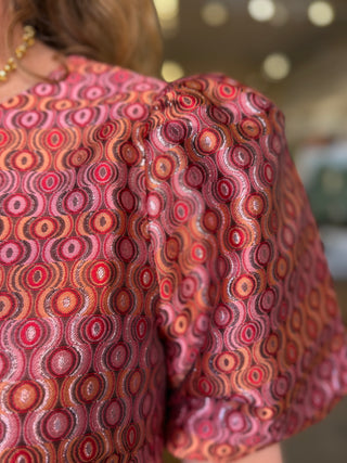 SHORT SLEEVE TOP, GROOVY GRID