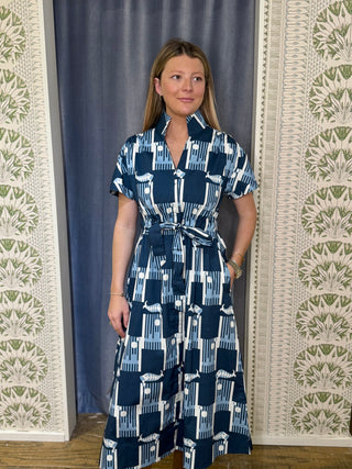 BRIA DRESS, HARBOR TILES BLUES