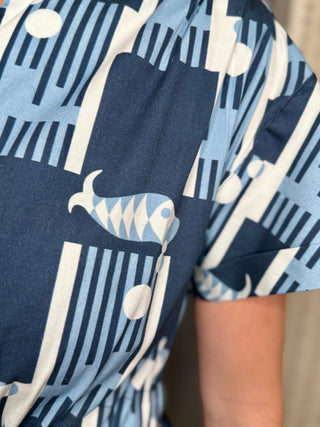 BRIA DRESS, HARBOR TILES BLUES