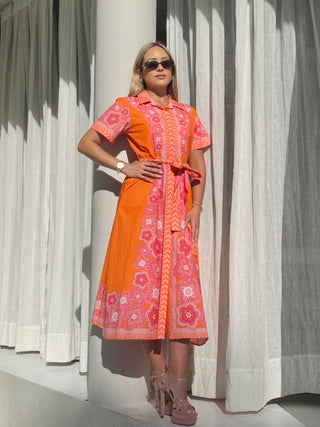 CHELSEA SHIRTDRESS, PEONY ORANGE