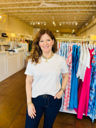 SHORT SLEEVE BOXY TEE CROP CREW, WHITE