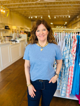 SHORT SLEEVE BOXY TEE CROP CREW, SLATE