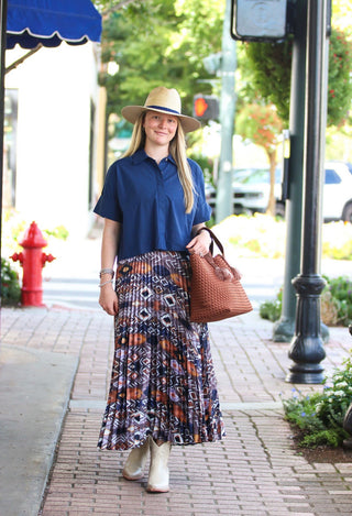 PLEATED SKIRT, COPPER MESA