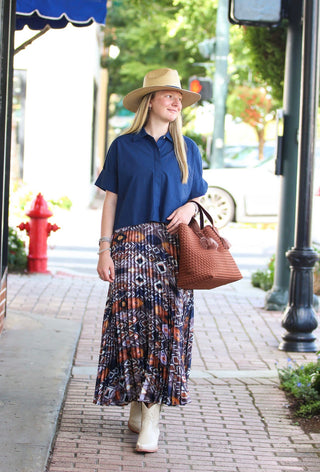 PLEATED SKIRT, COPPER MESA