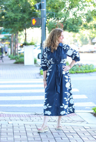 PIPER FLORAL DRESS, NAVY