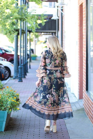 BRID MIDI DRESS, BLACK