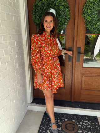 RUFFLE HEM SHIRT DRESS, HARVEST