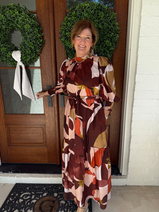 PLEATED NECK MAXI, HARVEST RHYTHM