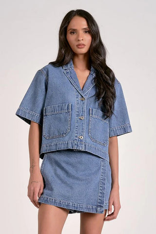 DENIM TOP, DENIM WASH
