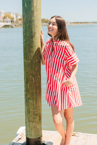 DOCK DRESS, RED STRIPES
