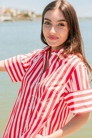 DOCK DRESS, RED STRIPES
