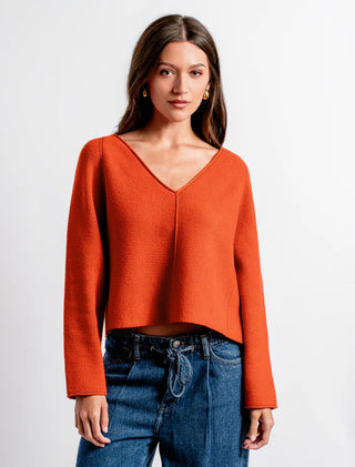 ASIMA 'V' SWEATER, DARK CORAL