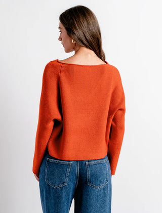 ASIMA 'V' SWEATER, DARK CORAL