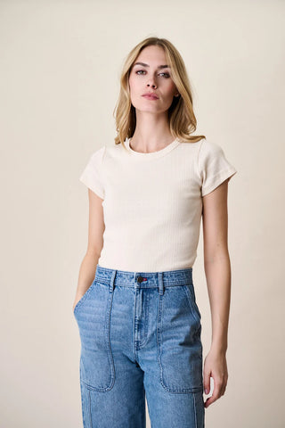 POINTELLE CREWNECK TEE, IVORY