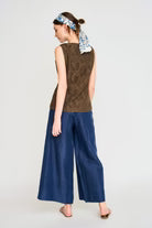 CHATHAM TOP, CHOCOLATE HYACINTH EYELET