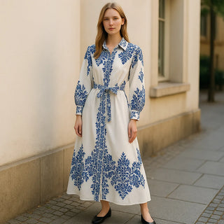 SHERI MAXI DRESS, BLUE/WHITE