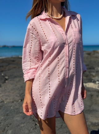 POSITANO SHIRT DRESS, LIGHT PINK