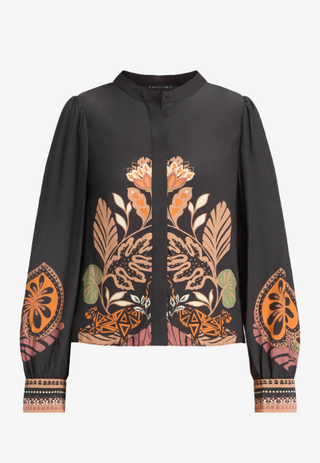RILEY TOP, CROUCHING CHEETAH BLACK