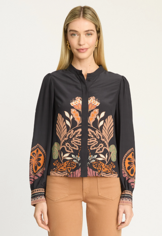 RILEY TOP, CROUCHING CHEETAH BLACK