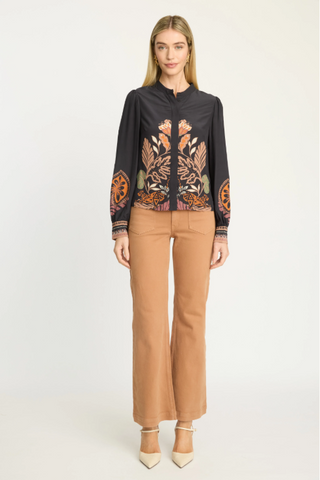 RILEY TOP, CROUCHING CHEETAH BLACK