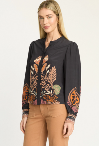 RILEY TOP, CROUCHING CHEETAH BLACK