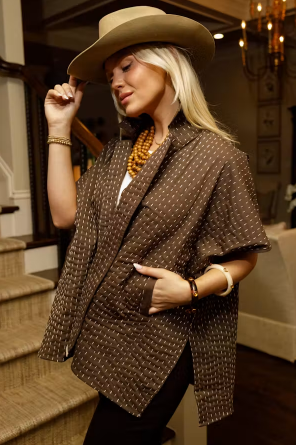 SELA SHORT JACKET, CHOCOLATE BROWN