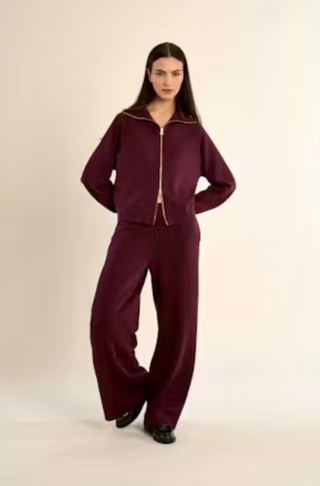 LADIES MONALISA KNITTED PANTS, DARK RED