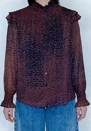 CARLIE BLOUSE, BURGUNDY