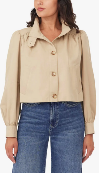 CROPPED SWING JACKET, BRITISH TAN