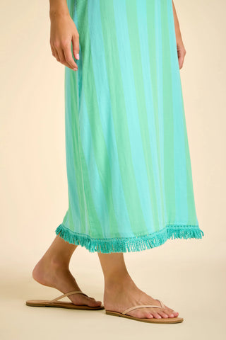 POSITANO MIDI TANK DRESS, BLUE/GREEN CABANA STRIPE