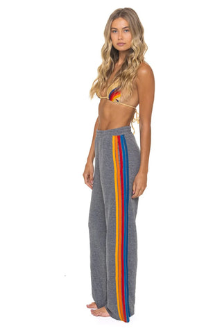 5 STRIPE - WIDE LEG SWEATPANT, HEATHER GREY