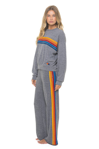 5 STRIPE - CREW SWEATSHIRT RELAXED, HEATHER GREY