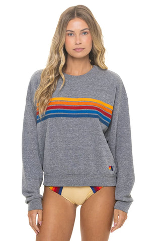 5 STRIPE - CREW SWEATSHIRT RELAXED, HEATHER GREY