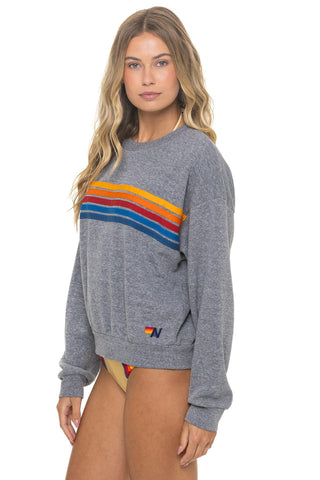 5 STRIPE - CREW SWEATSHIRT RELAXED, HEATHER GREY