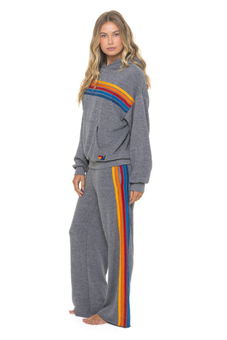 5 STRIPE - WIDE LEG SWEATPANT, HEATHER GREY
