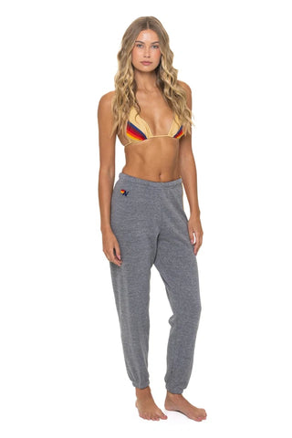 5 STRIPE - WOMENS SWEATPANT, HEATHER GREY