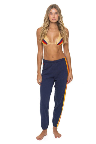 5 STRIPE - WOMENS SWEATPANT, NAVY
