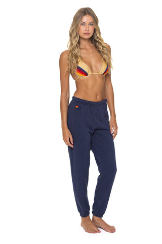 5 STRIPE - WOMENS SWEATPANT, NAVY