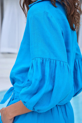 AVA BUTTON UP, AZURE