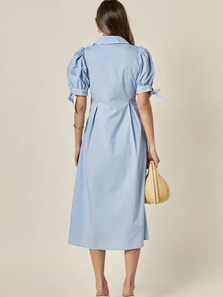 Stitch Detailed Midi Dress, Powder Blue