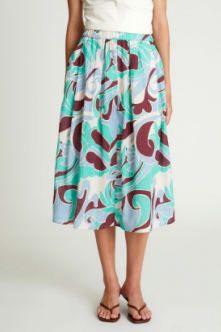 WILD PONY YARROW PRINT MIDI SKIRT, MULTI
