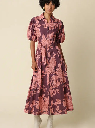 BEA FLORAL SHIRT BELTED MAXI DRESS - BEA FLORAL