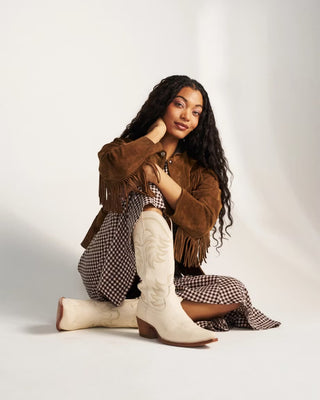 THE ANNIE BOOT, BONE COWHIDE