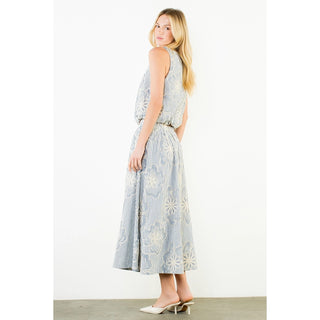 MIDI SKIRT, FLORAL TEXTURED EMB