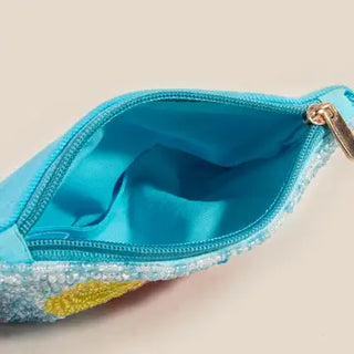 Sunbathing Pool Lady Seed Beaded Coin Purse