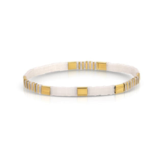 Choose Your Colors - Miyuki Tila Bracelets: Peach/White